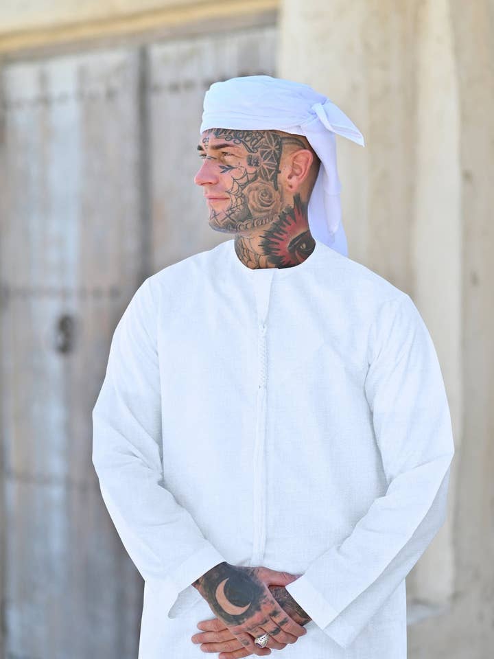 MY LITTLE JUBBA – Engroshandel Morgenkåbe - Herre – Herre hvid Cashmere uld Emirati Thobe
