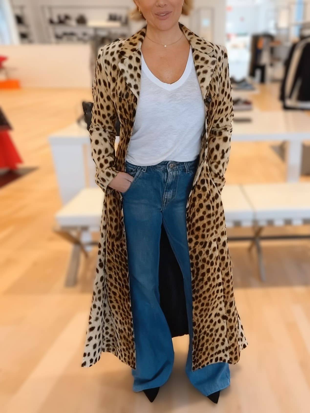 HIDDENBRAND - Wholesale Jacket - Women's - Vintage Leopard Print Collar Blazer Long Cardigan Jacket1