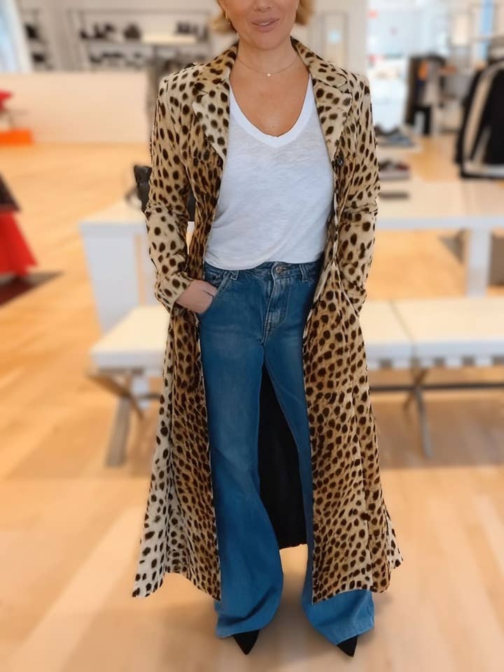 HIDDENBRAND - Wholesale Jacket - Women's - Vintage Leopard Print Collar Blazer Long Cardigan Jacket1