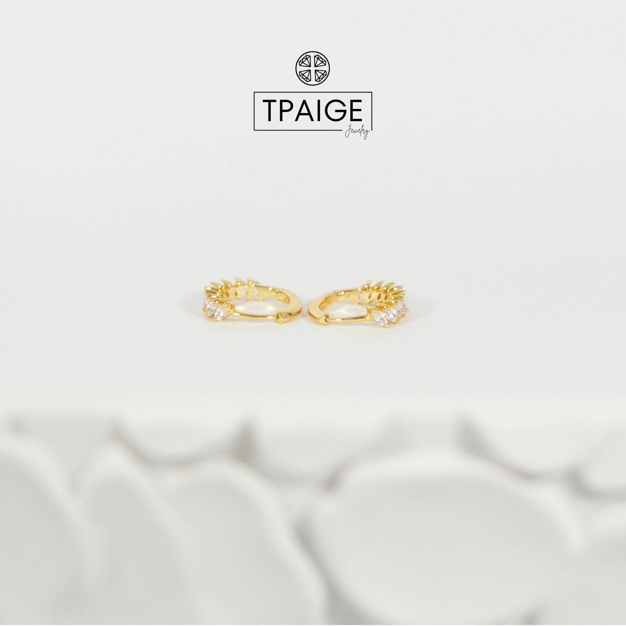 TPAIGE Jewelry - Wholesale Huggie Earrings - Earrings 14k Gold Vermeil Marquise Huggie Earrings6