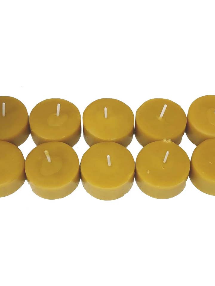 Bulk Beeswax Tealight Candles - Hand Poured for wholesale by Bee Friends Farm