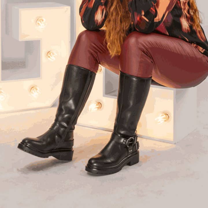 Black XL boots for wide calves - Angelina model for wholesale on Faire7