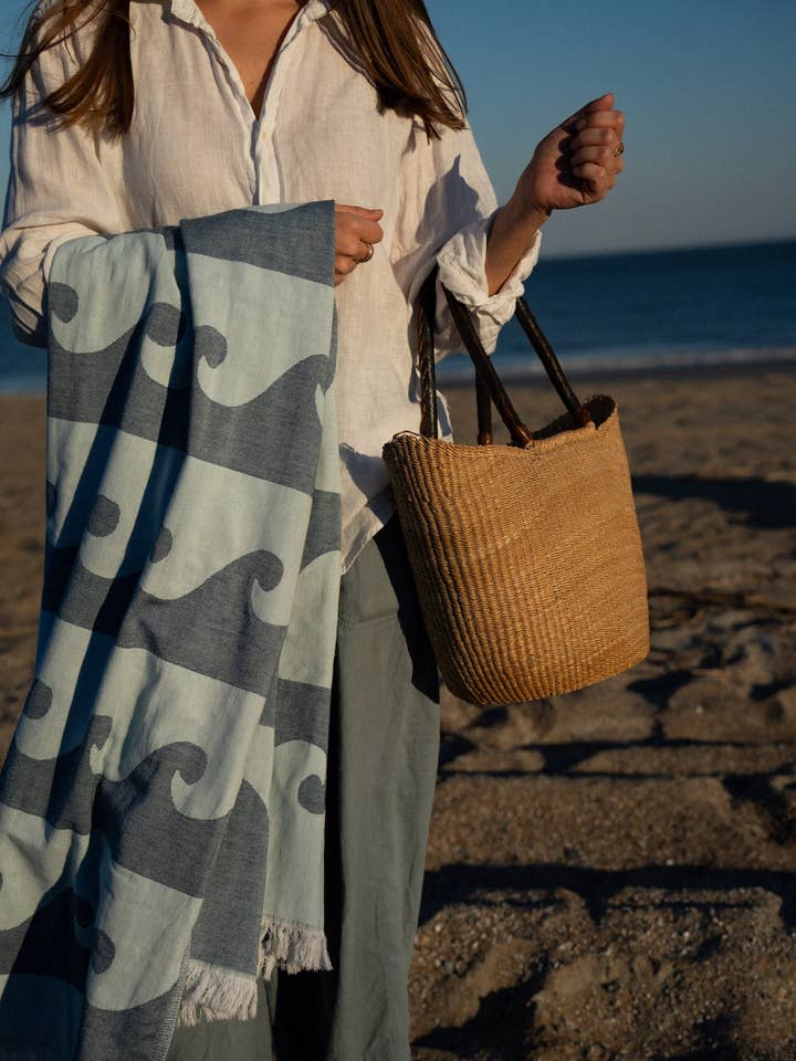 LT x Beach House Studio Waves Towel for wholesale by Laura Templin Swimwear