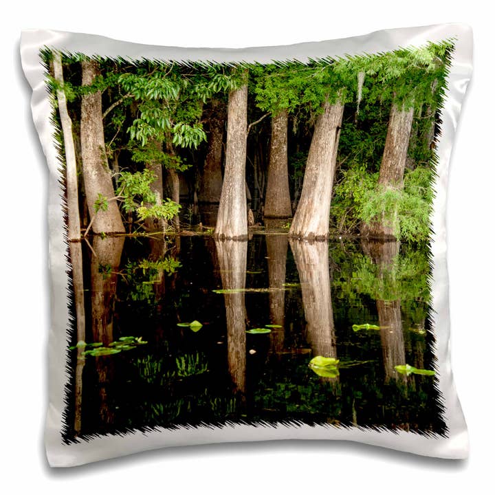 3dRose, Árvores de cedro no rio Suwannee, Florida, EUA, Fronha por atacado de 3dRose