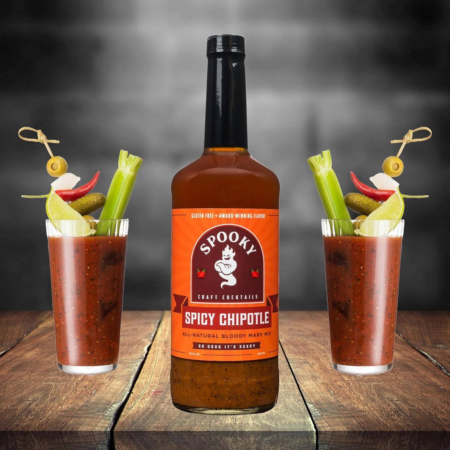 SPOOKY Craft Cocktail Mixes - Wholesale Cocktail Mix/Syrup - SPOOKY Spicy Chipotle Bloody Mary (32oz 6-pack)3