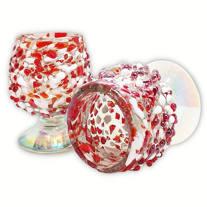 MEXTEQUIL - Wholesale Shot Glass - Hand Blown Shot Glasses Mini Copitas Set of 4- 2Oz -Christmas10