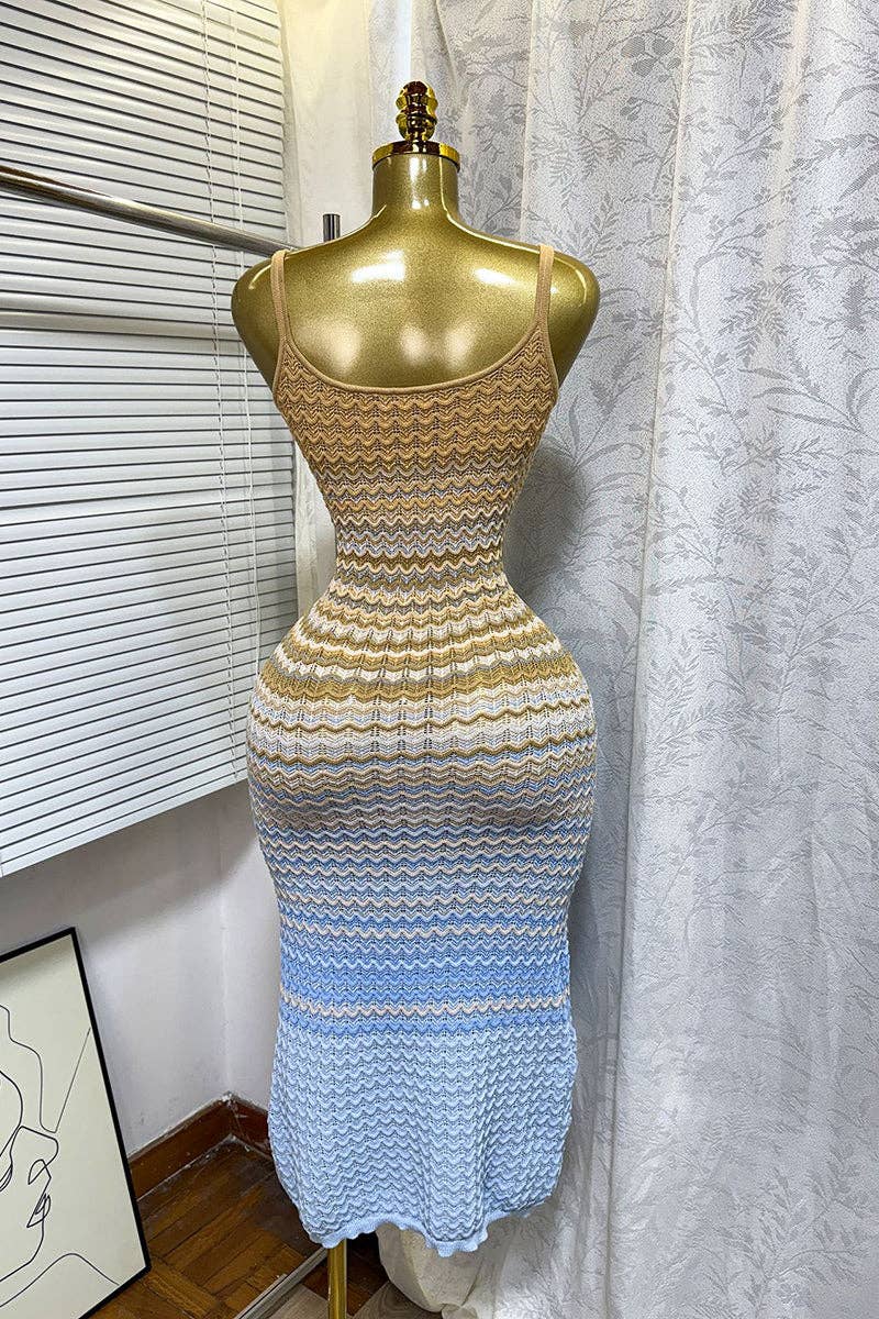 Mccolin - Venta al por mayor Vestido - Mujer - Vestido Maxi de Punto en Zigzag para Vacaciones5