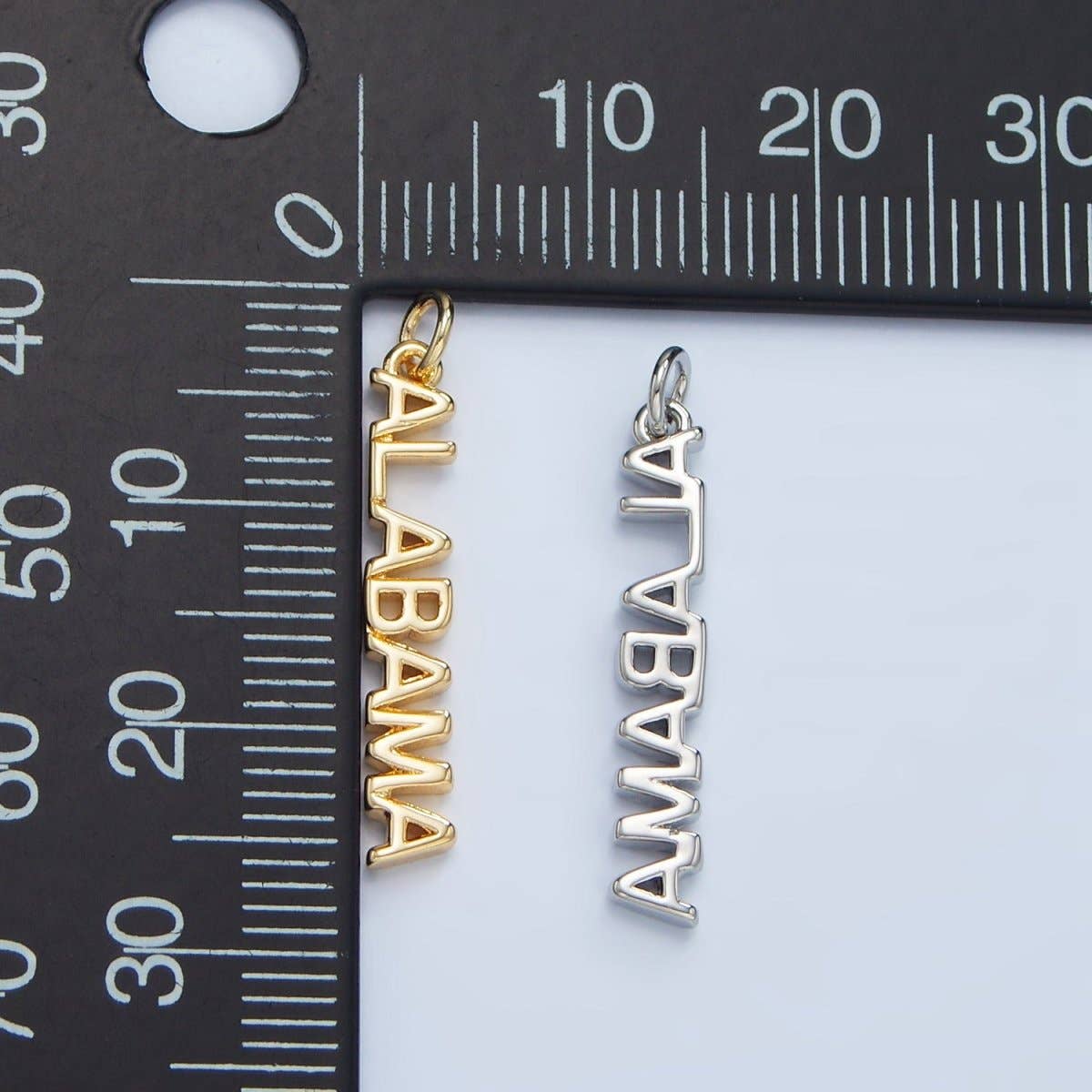 Aim Eternal - Wholesale Individual Charm/Pendant - 16K Gold Filled USA City States Script Tag Charm in Gold & Silver | D814 - D82323
