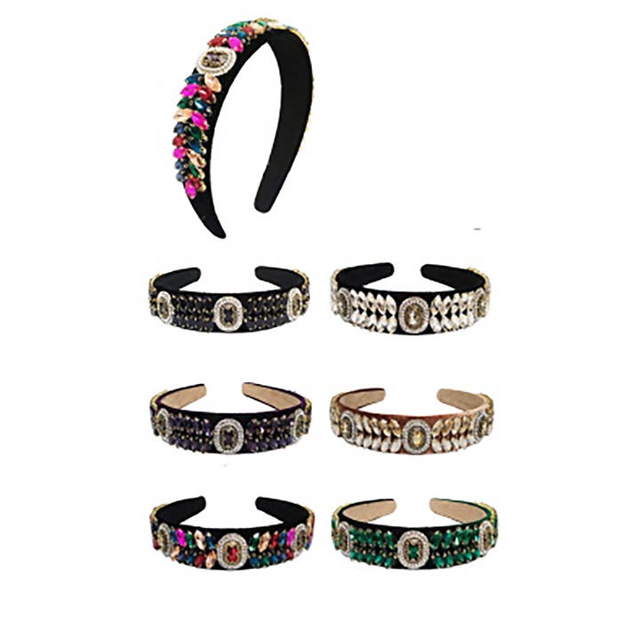 ASSORTI Multi Kristal Decor Suède Haarband HB21027-18 (12ST) voor groothandel op Faire7