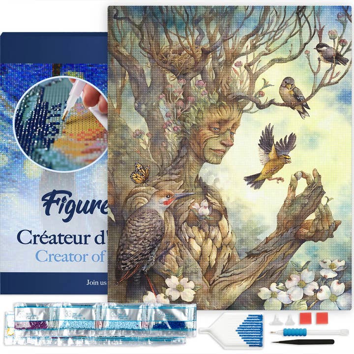 Peinture au diamant encadrée - L'arbre de la femme pour la vente par Figured'Art