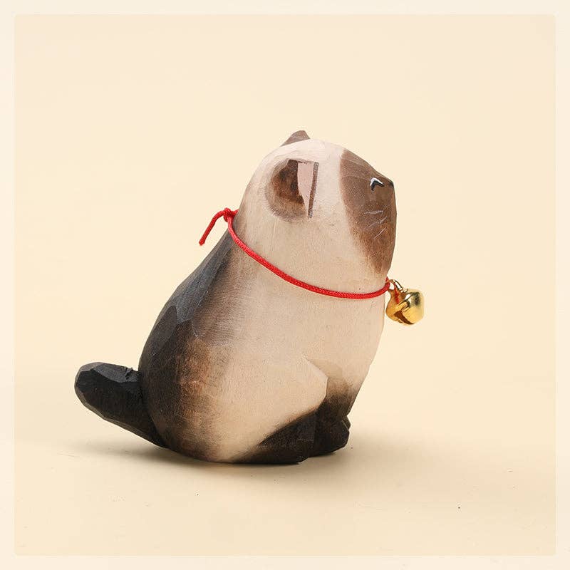 Gohobi （We cover U.S. import duties） - Wholesale Decorative Figurine - Gohobi Handcrafted  Large Wooden Siamese Cat Ornament9