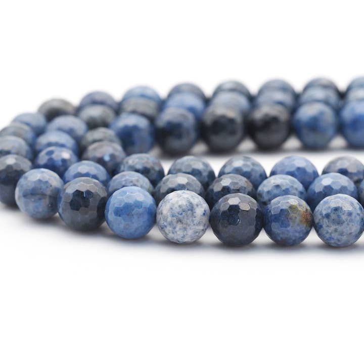 BestBeads&Beyond - Wholesale Beads - Genuine Quality Dumortierite Round Faceted Beads, 6mm/8mm/10mm, Sku#U14471