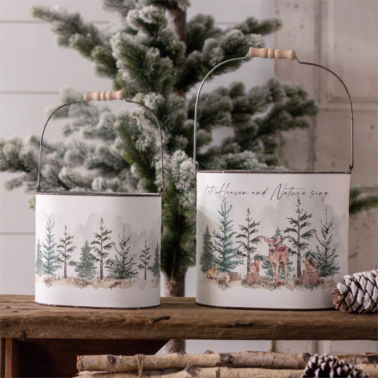 Audrey's Home & Gift – Vaso de plantas por atacado – Animais de Inverno em Latas de Floresta (Conjunto de 02)4
