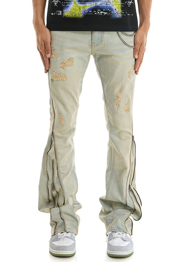 KDNK - Wholesale Jeans - Men's - DOUBLE ZIPPER FLARE JEANS1