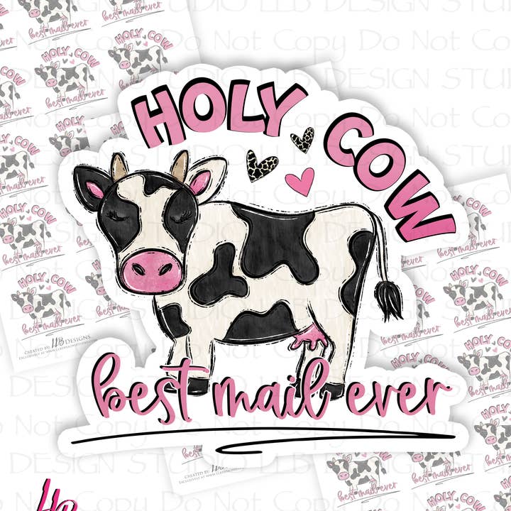 Holy Cow Best Mail Ever, adesivi per imballaggi, marchio aziendale, adesivi per piccoli negozi, adesivo n.: S0542, pronto per la spedizione per la vendita all'ingrosso da parte di LLB Designs Studio