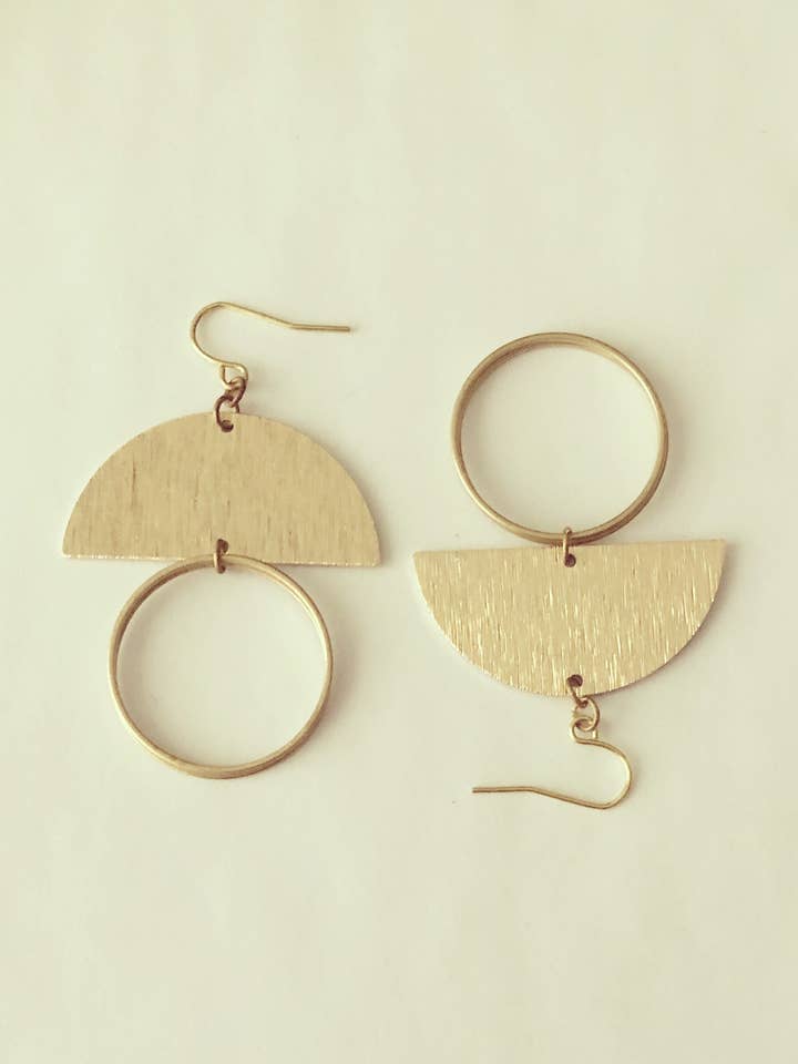 Dutte Geometric Raw Brass Hoop Earrings for wholesale by darlings of denmark