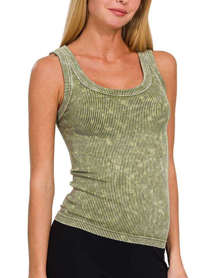 Vanilla Monkey - Vendita all'ingrosso Top in maglia - Donna - Canotta senza cuciture a costine lavata con scollo a 2 vie28