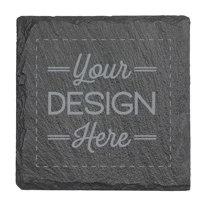 Susquehanna Glass Company – wholesale Coasters – Custom Artwork Square Slate Coasters, 4", Set of 4