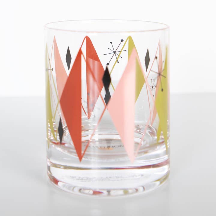 Retro Diamond Vintage Whiskey Rocks Cocktail Glass for wholesale by Mod Lounge Paper Company
