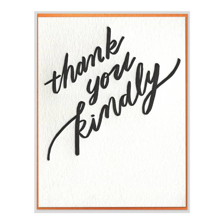 Thank You Kindly Minimalist Modern Letterpress Card for wholesale by INK MEETS PAPER