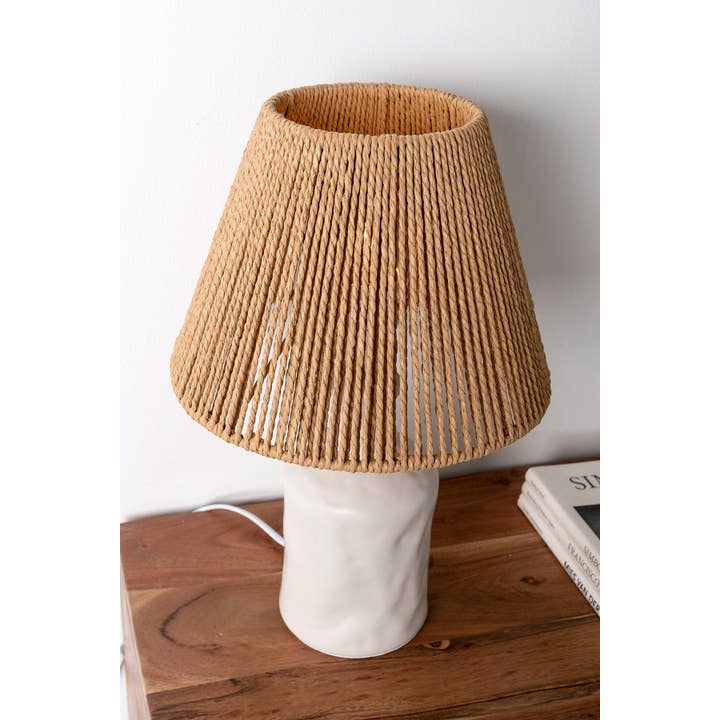 Gdeco - Wholesale Accent/Desk Lamp - Table Lamp Made Of Paper And Ceramic Thread 25*25*39 Cm3
