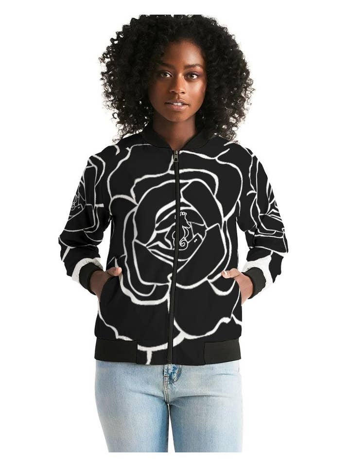 witte basiskleur Black Rose bomberjack voor dames voor groothandel op Faire5