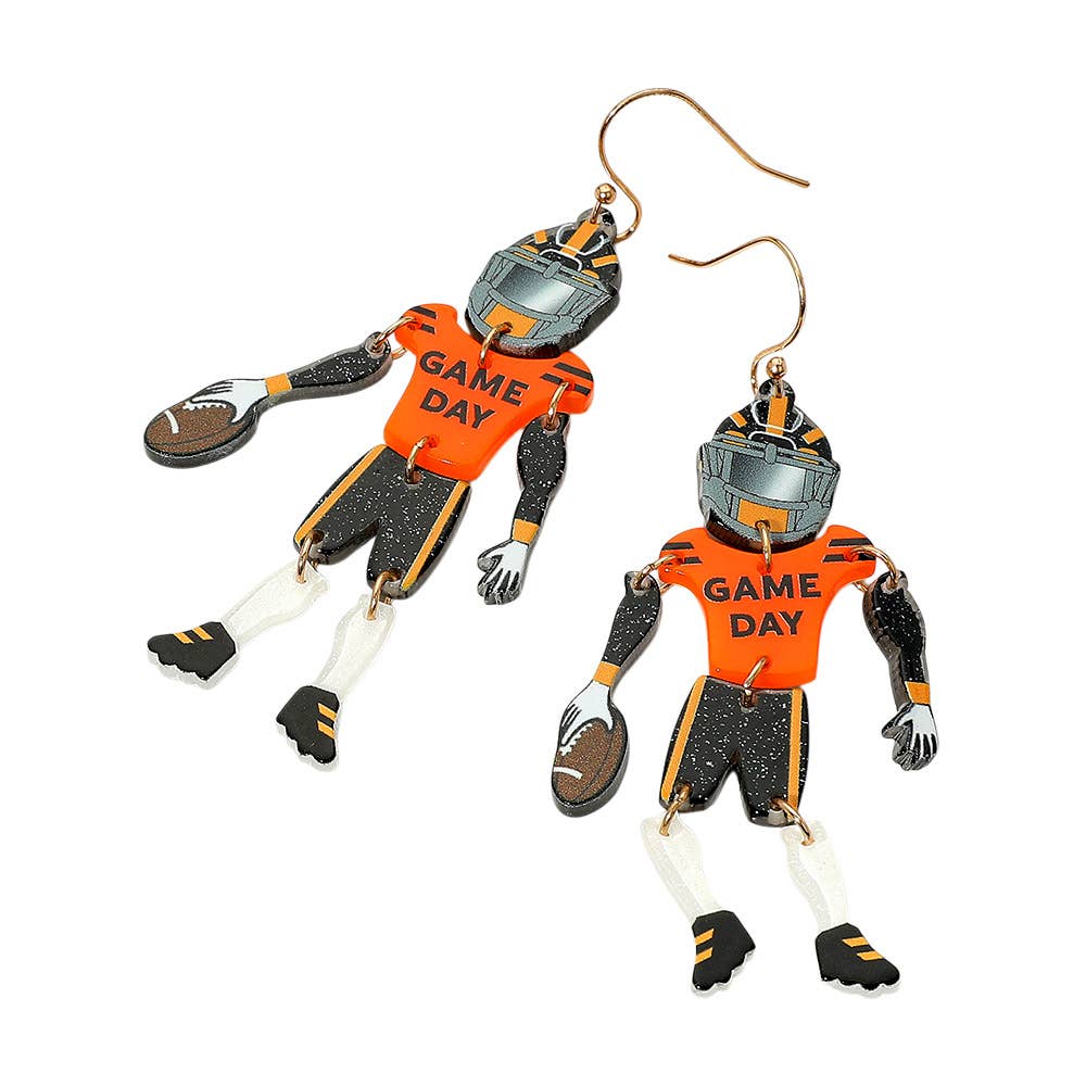 Sensibling Corp. – wholesale Dangle earrings – Resin GAME DAY Football Player Dangle Earrings1