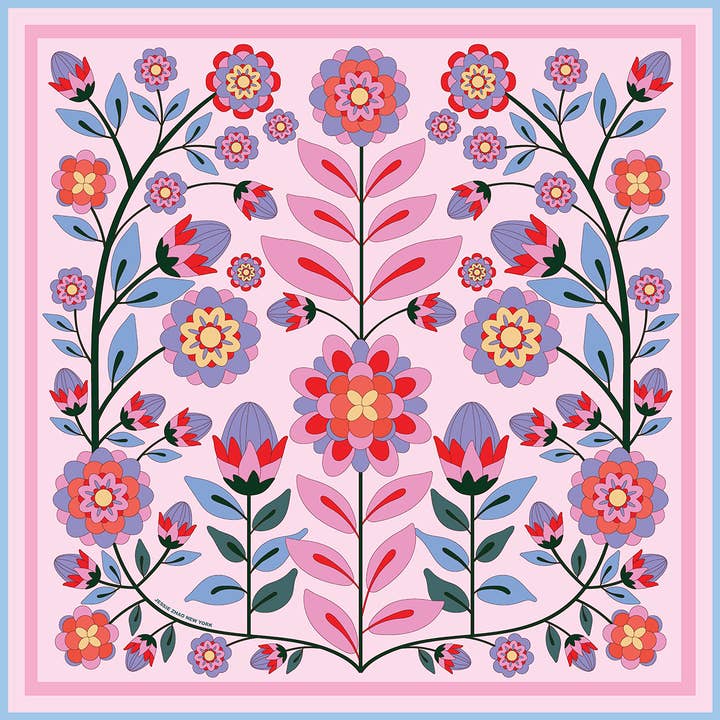 Jessie Zhao New York - Wholesale Scarf - Women's - Double Sided Wool Silk Scarf Of Pink Garden0