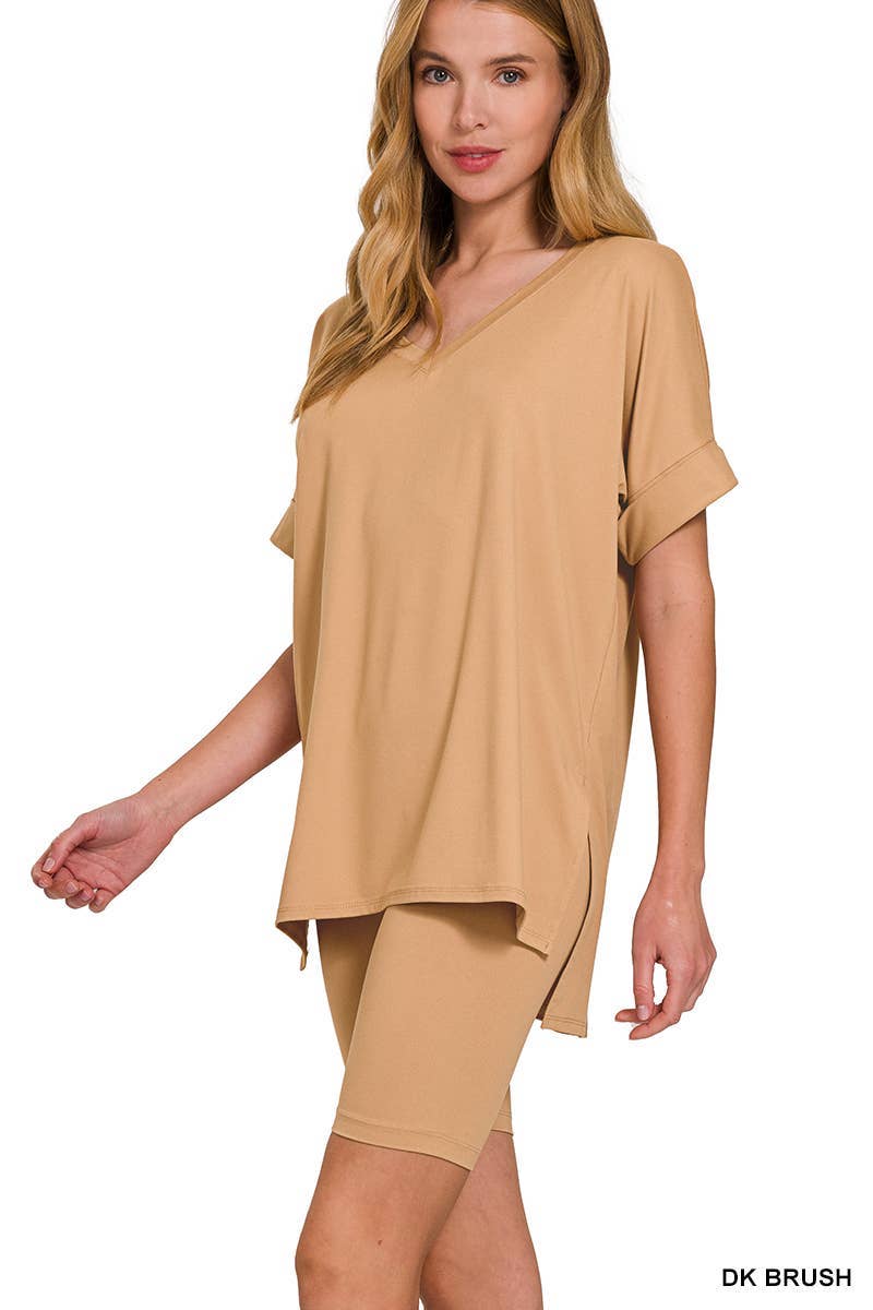 Vanilla Monkey - Wholesale Top & Short Set (NOT Loungewear) - Women's - Brushed Dty Microfiber V-neck Top And Biker Shorts28