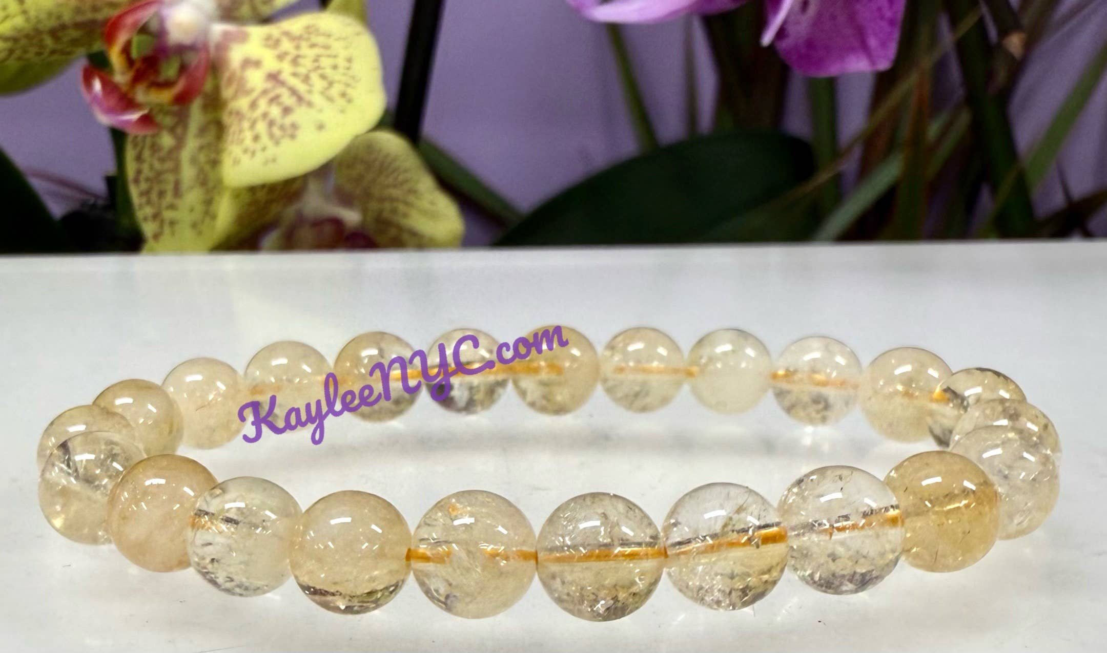 KayleeNYC - Wholesale Beaded Bracelet - Citrine 8mm 7.5” Crystal Stretch Bracelets6