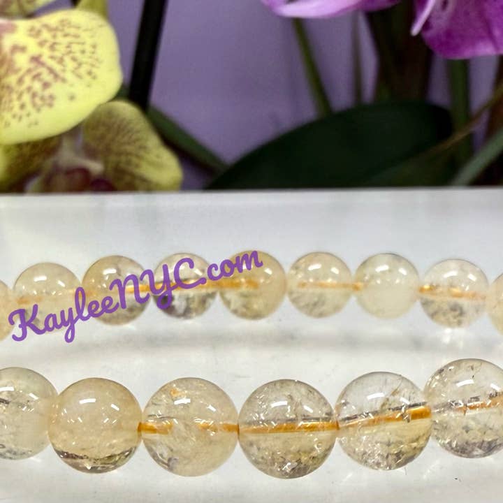 KayleeNYC - Wholesale Beaded Bracelet - Citrine 8mm 7.5” Crystal Stretch Bracelets6