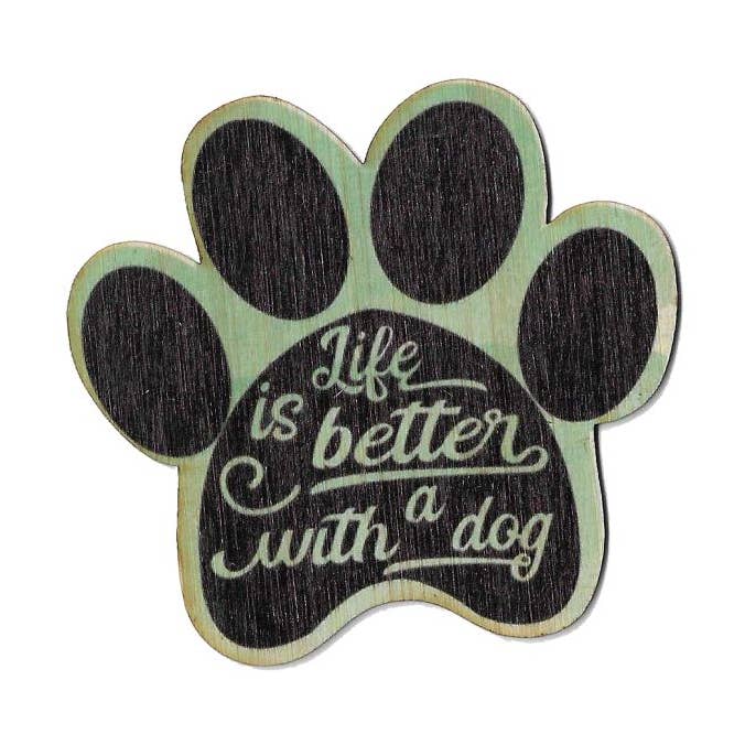 Bamboo Wood Stickers - Wholesale Sticker - Life Is Better W/ a Dog0