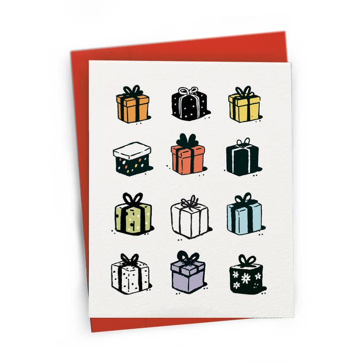 Minimalistic Christmas Gifts  - A2 Holiday Greeting Card for wholesale by Petty Paper Studio