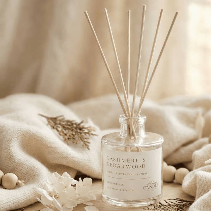 Cashmere and Cedarwood Reed Diffuser for wholesale by Abboo Candle Co