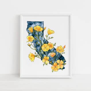 Imprimé Coquelicot California pour la vente par Jennie Kilcup Watercolors