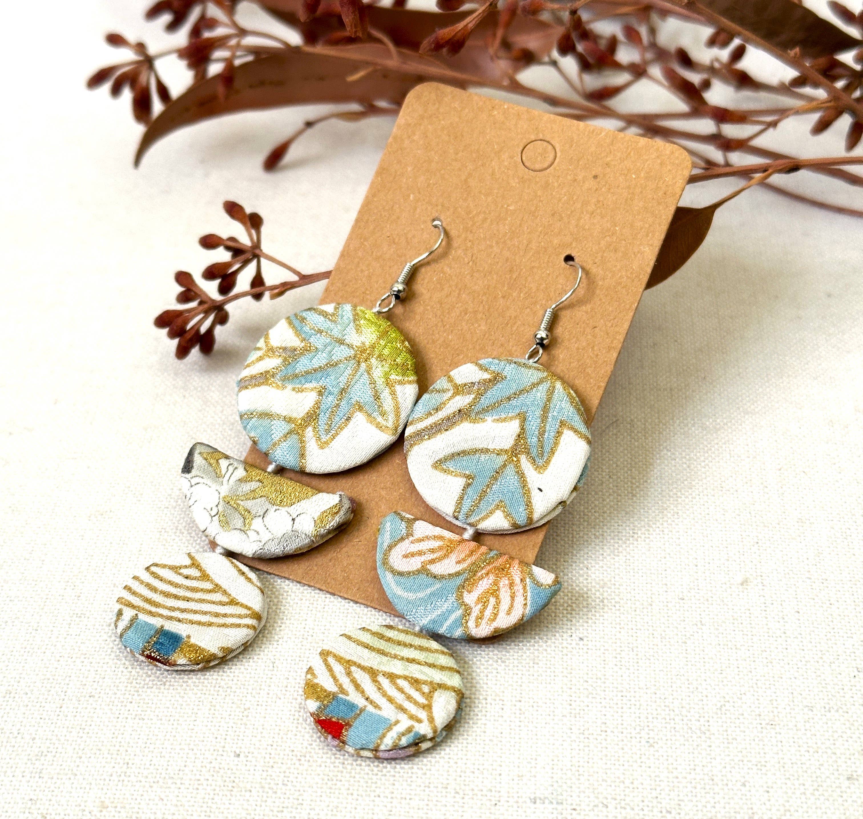 Sophie Silks - Wholesale Dangle earrings - Triple Drops Statement Kimono Earrings11