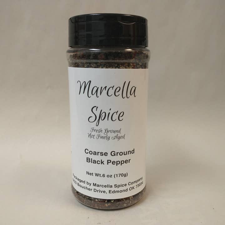 Black Pepper, Coarse Ground 6oz Bottle for wholesale by Marcella Foods Corporation