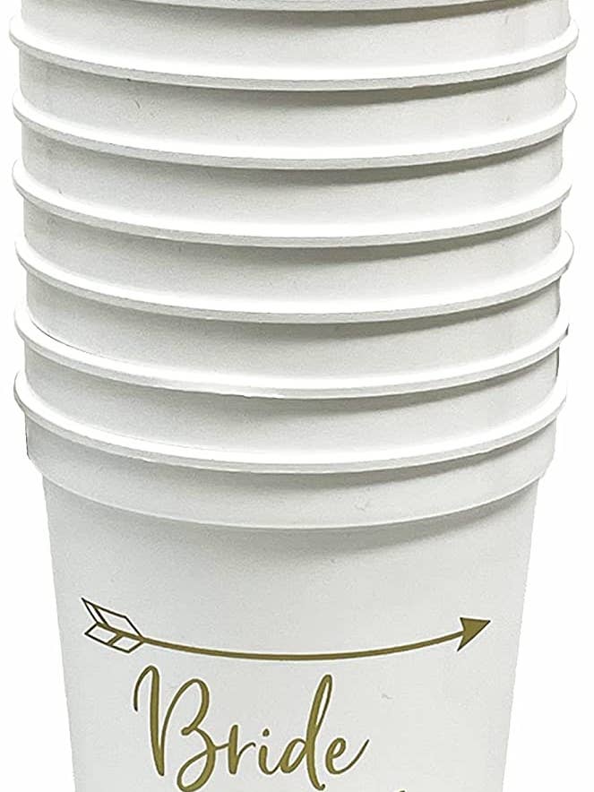 17 oz Stadium Cups - Bride Tribe White (Set of 10) for wholesale by Funky Junque