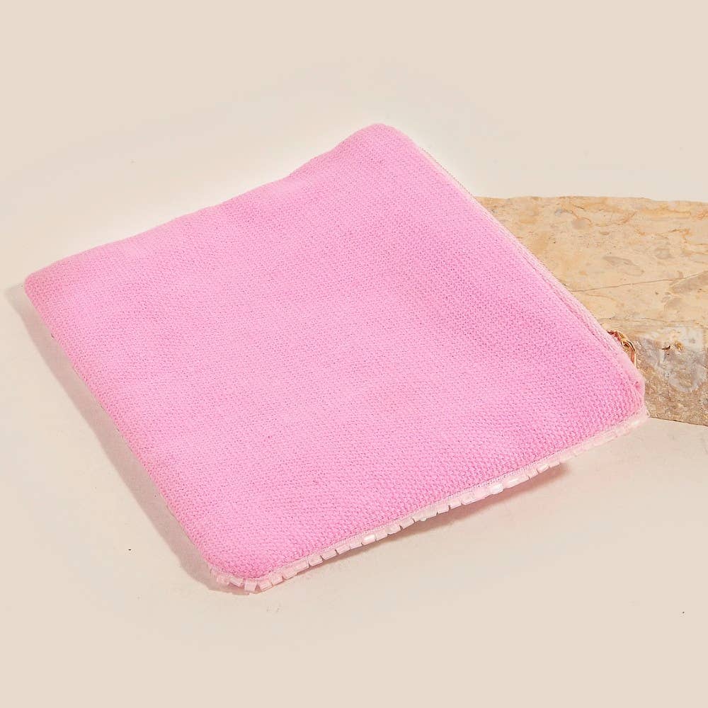 MULTI Daisy Flowers Pink Seed Beaded Coin Purse for wholesale on Faire1