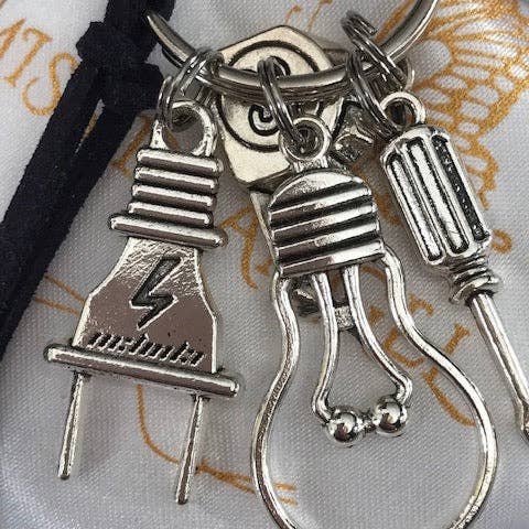 Miss DJ Angel - Wholesale Keychain - Unisex - Electrician keychain, gift for electrician man, electricity bulb charm, personalized craftsman trade keychain, meter pendant3