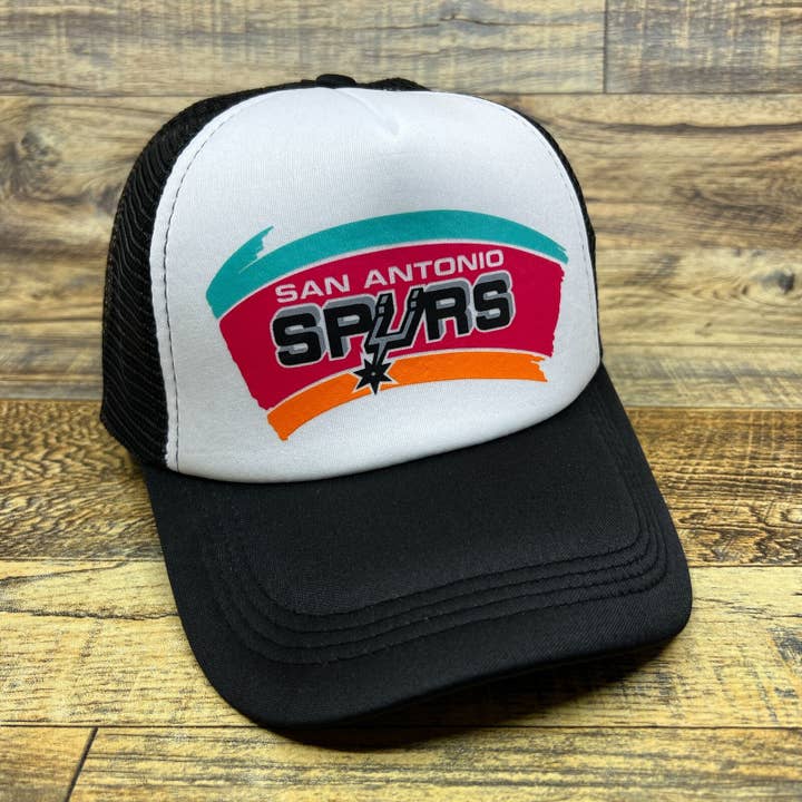 San Antonio Spurs Men's Trucker Hat Black Basketball Cap for wholesale by Free Spirit