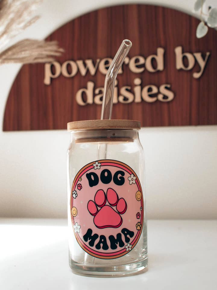Dog Mama Glass Cup for wholesale by Powered By Daisies
