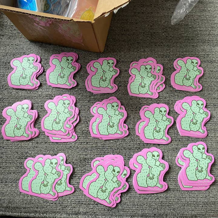 June Jewell Designs - Wholesale Sticker - 3” Pink Alien Vinyl Sticker7