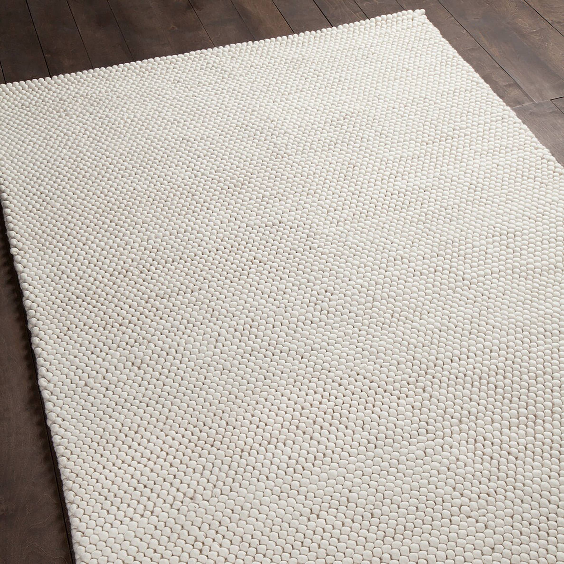 home mart goods - Wholesale Area Rug - Ivory Cream Chunky Beads Hand-Woven Handmade Wool Rug5