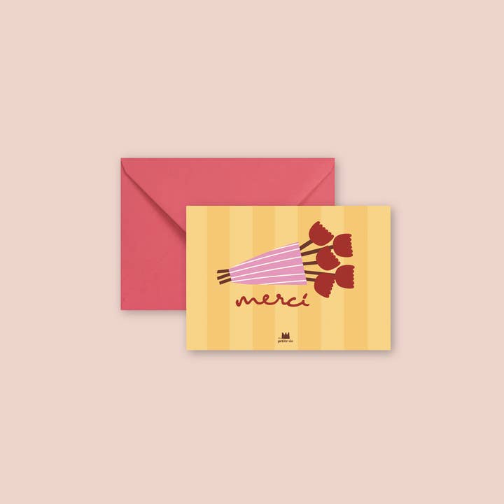 Ma Petite Vie - Vente Cartes de remerciements - Mini carte "Merci" : Merci Fleurs (avec enveloppe)