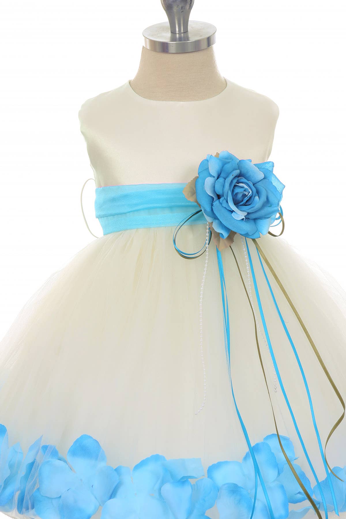 Kid's Dream - Wholesale Dress - Baby - Satin Flower Petal Baby Dress with Organza Sash2