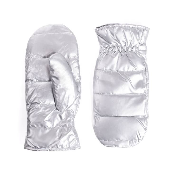 Selini New York - Wholesale Mittens - Women's - Ladies Metallic Fabric Puff Padded Mitten
