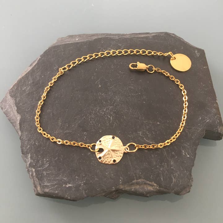 Clovers - Vendita all'ingrosso Braccialetto con ciondolo/pendente - Bracciale rigido con dollaro sabbia placcato oro 24k