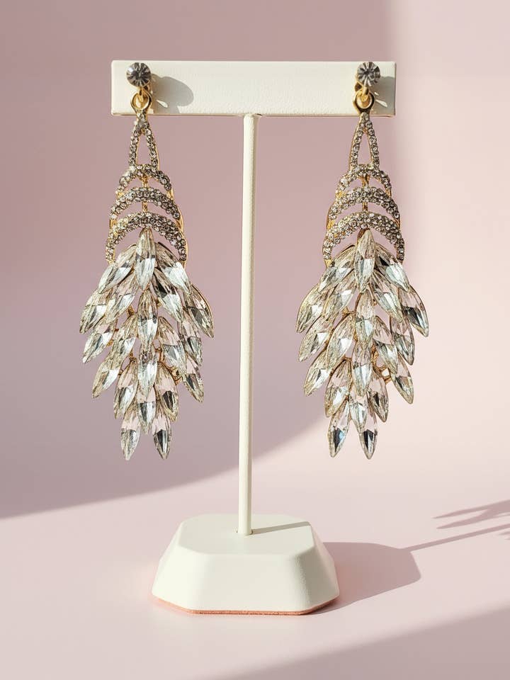 Layered Clear Crystal Drop & Dangle Earrings for wholesale by Arya Jewellery Wholesale