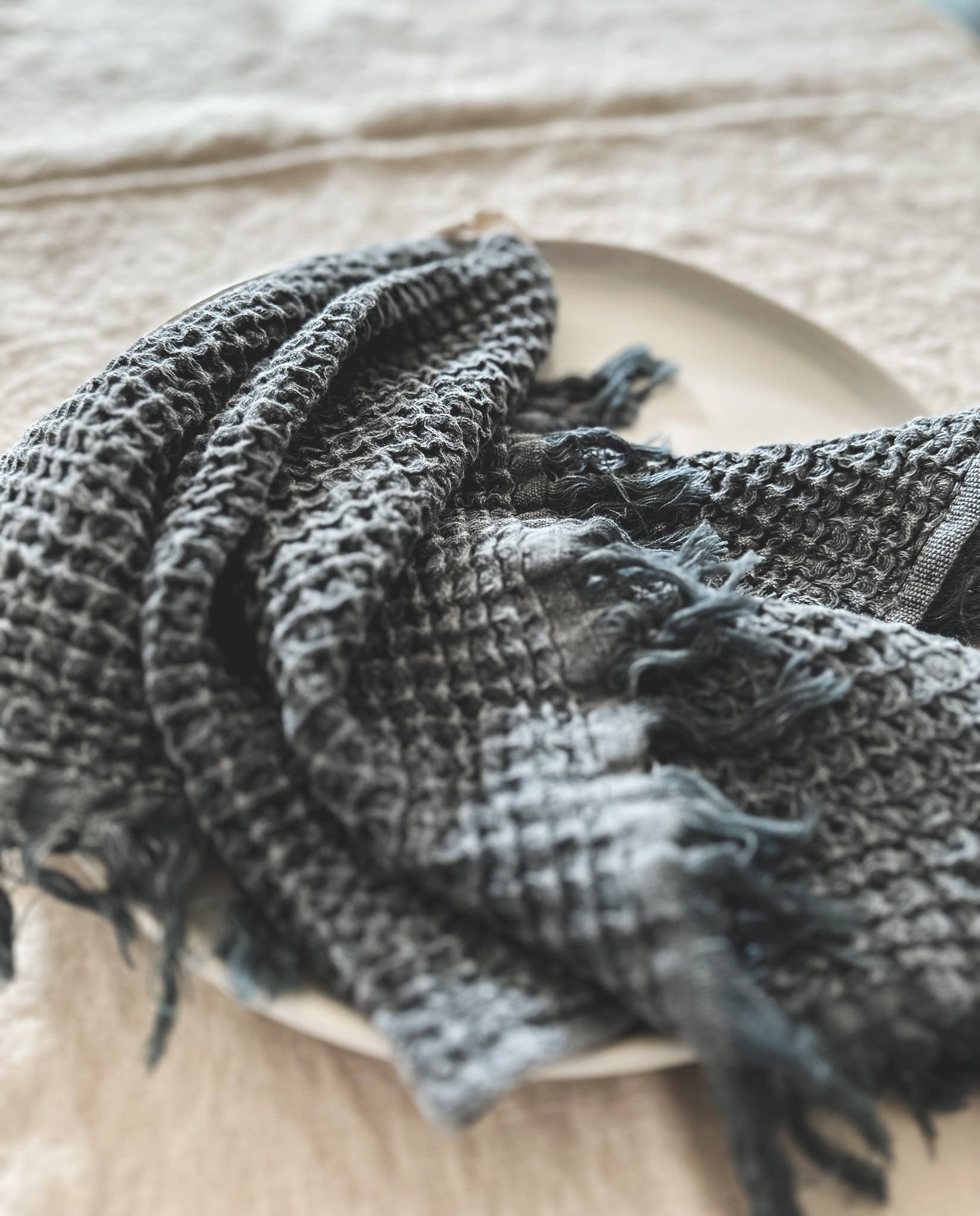 My Kitchen Linens - Wholesale Tea Towel - Set of 2 Waffle Kitchen Towels with Fringes11